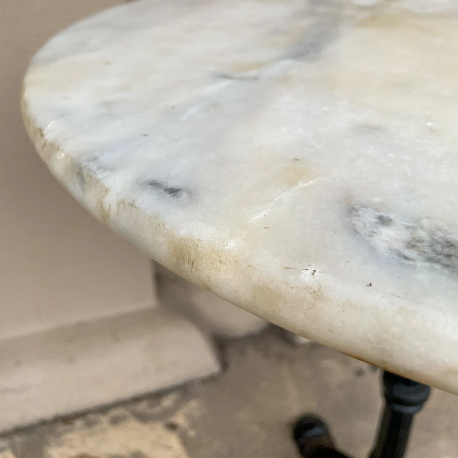 1920s French Marble & Iron Bistro Table
