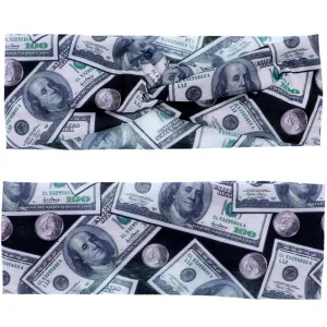 Black Money Criss Cross Stretch Headband