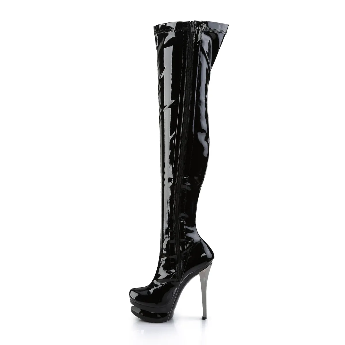 BLONDIE-3000  Black Stretch Patent/Black-Pewter Chrome
