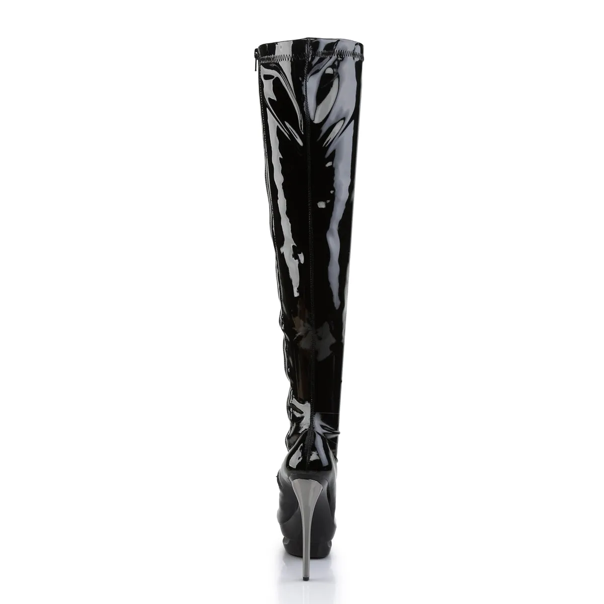 BLONDIE-3000  Black Stretch Patent/Black-Pewter Chrome