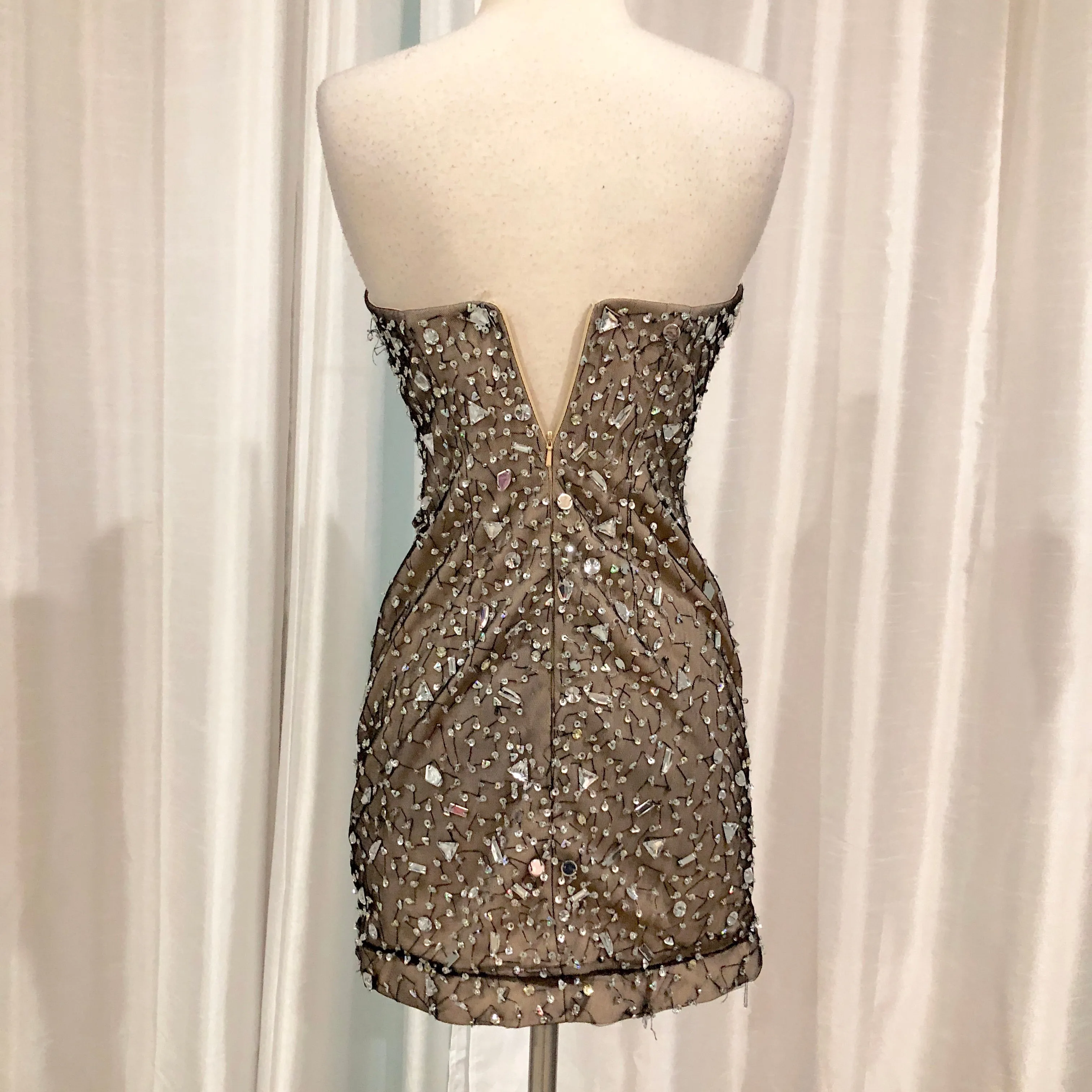 BOUTIQUE Short Black & Nude Embellished Gown Size XS