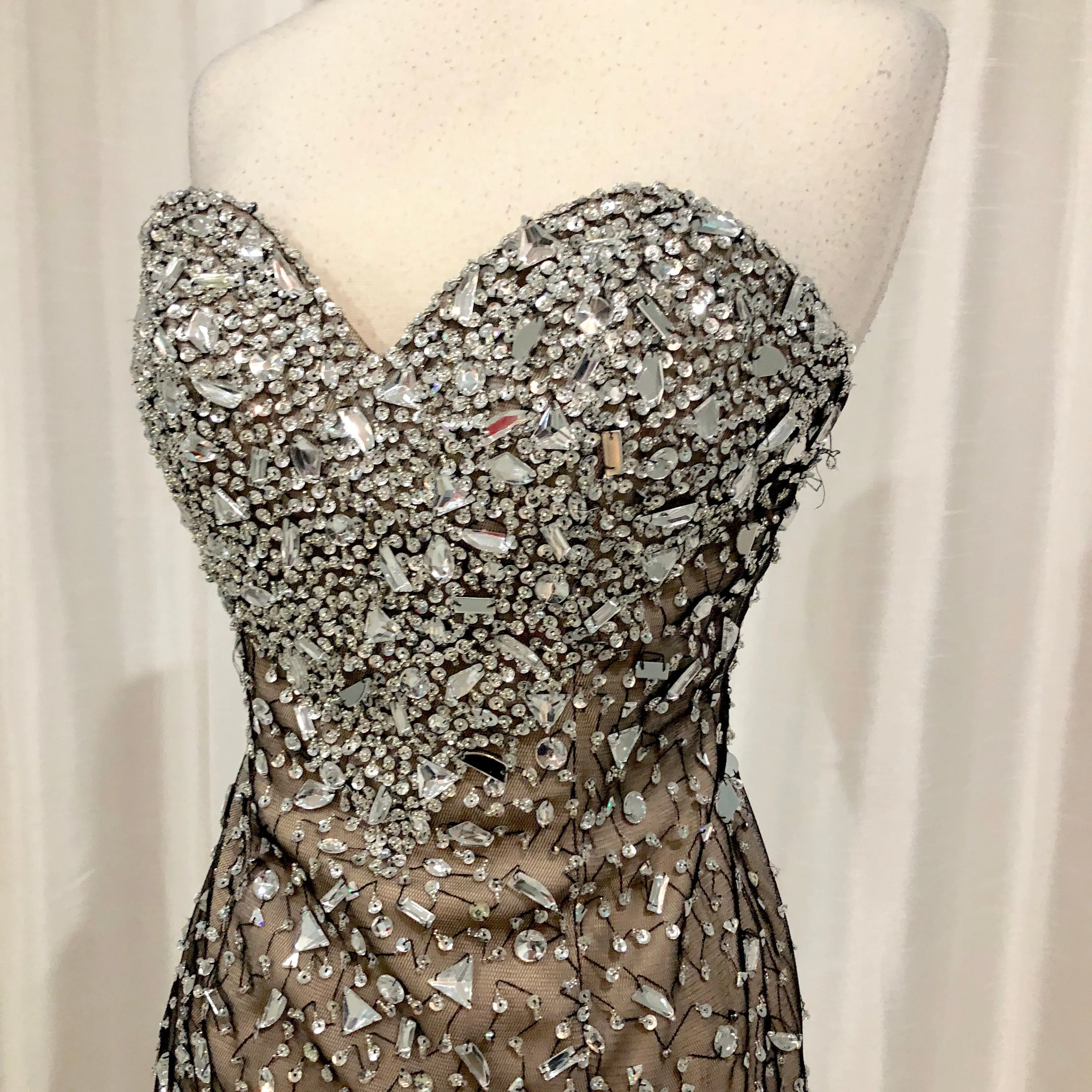 BOUTIQUE Short Black & Nude Embellished Gown Size XS