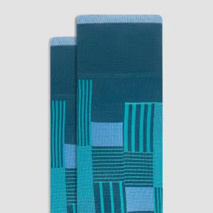 Check-Stripe Mid-Calf Socks