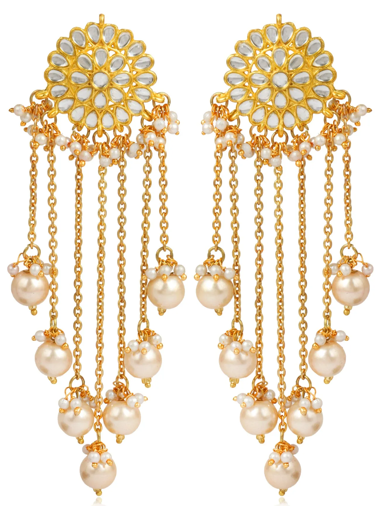 Designer GoldPlated Pearl Tassel Earrings