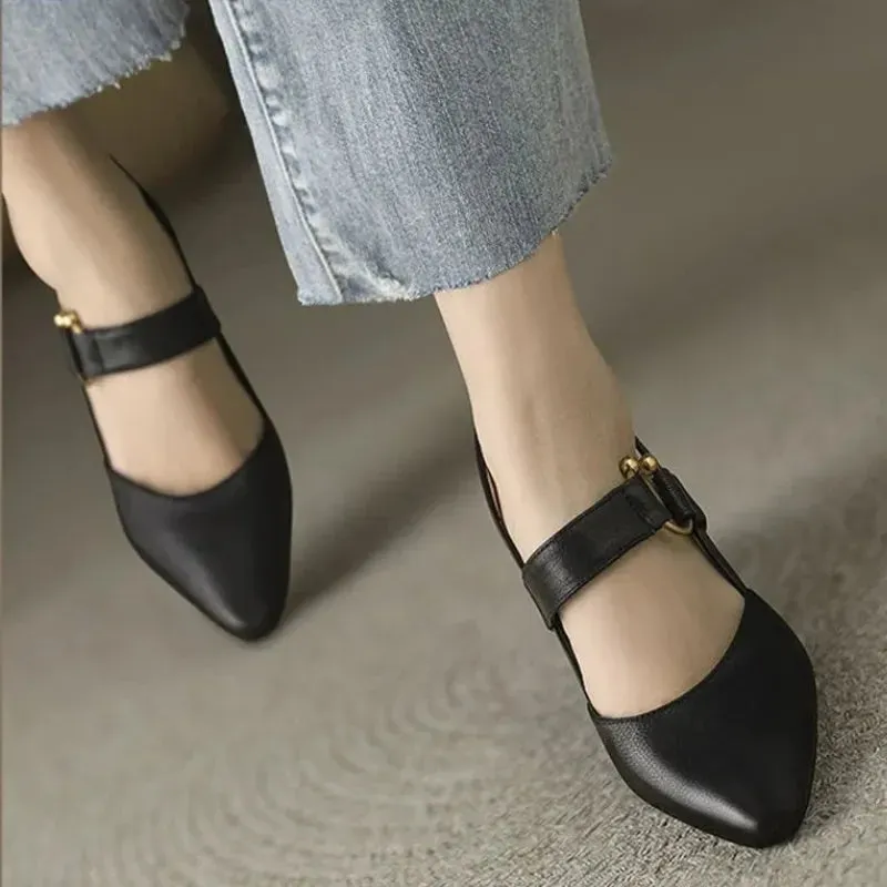Divina Black Slingback Block Heels with Gold Accents