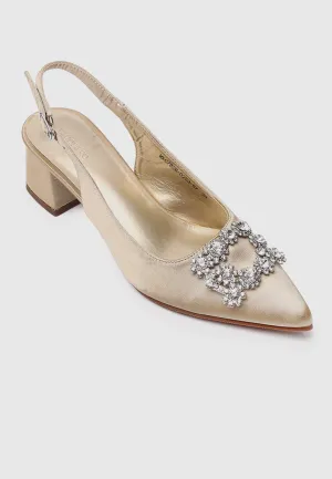 Doretta Pointed Toe Heels (Gold)