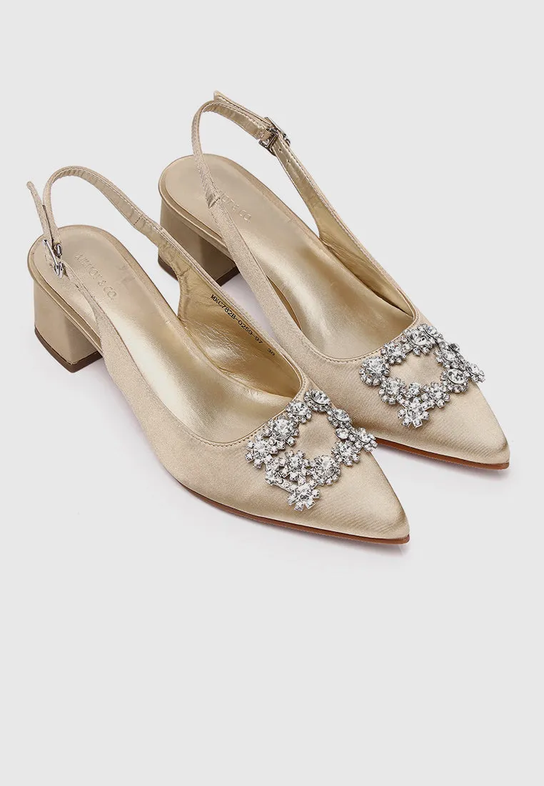 Doretta Pointed Toe Heels (Gold)