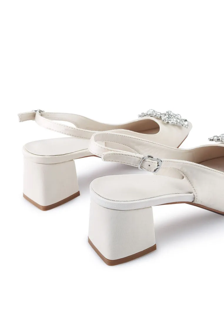 Doretta Pointed Toe Heels (White)