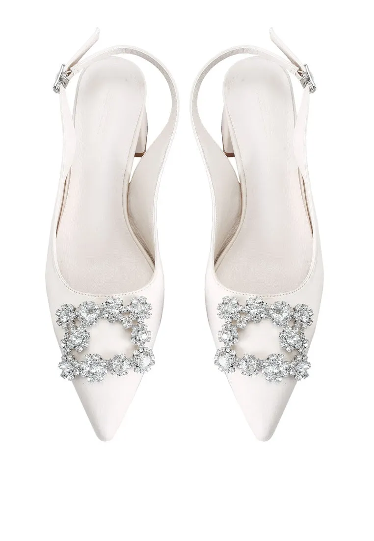Doretta Pointed Toe Heels (White)