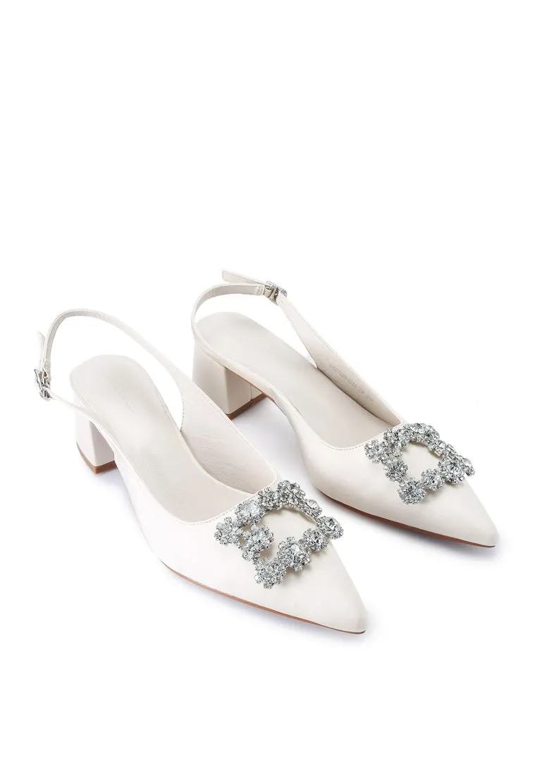 Doretta Pointed Toe Heels (White)
