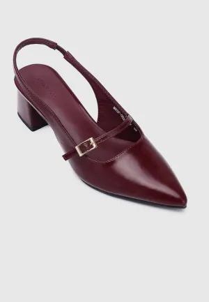 Leila Pointed Toe Heels (Maroon)