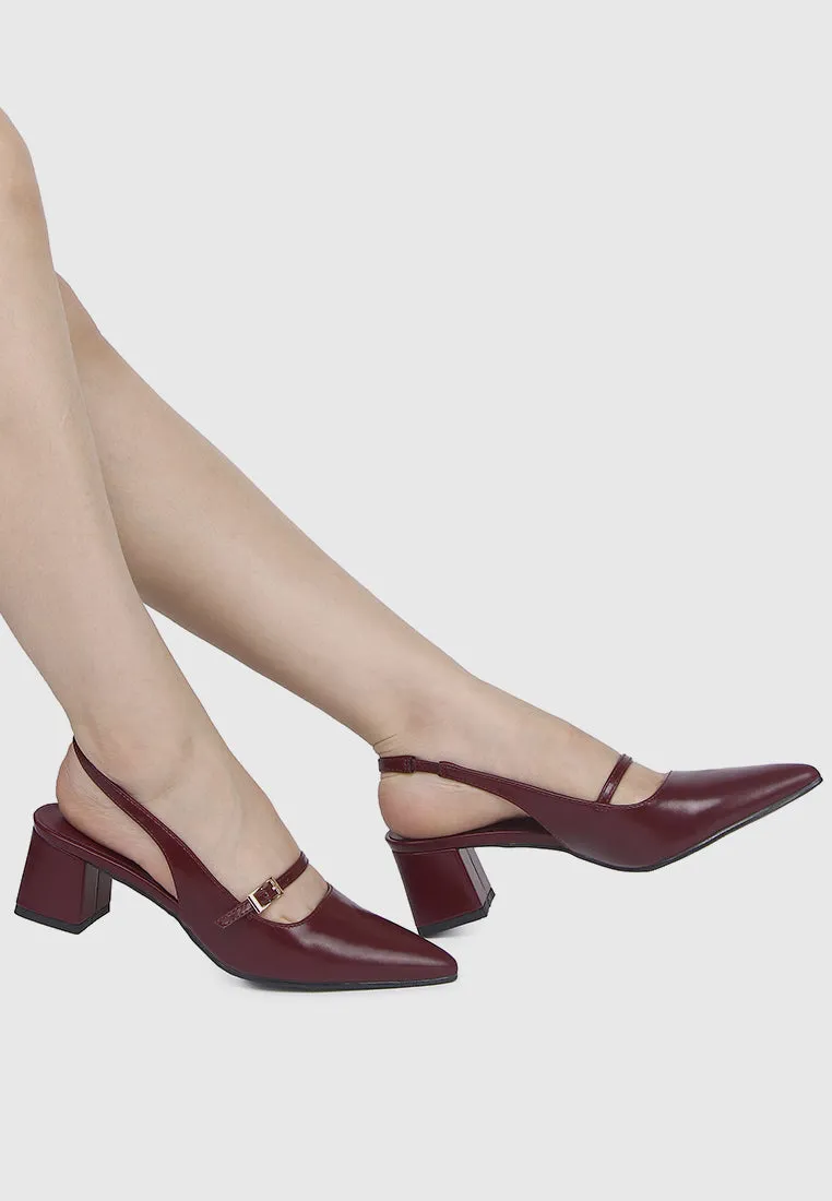 Leila Pointed Toe Heels (Maroon)