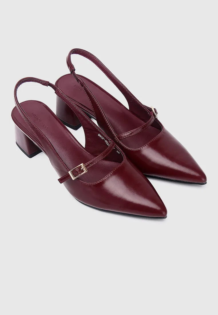 Leila Pointed Toe Heels (Maroon)