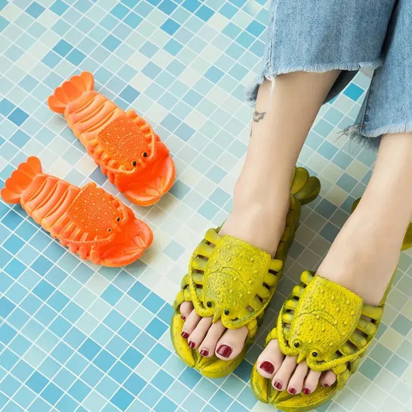 Lobster Slippers Flip Flops Clapper Woman Children Summer Home Cloud Beach Non Slip Slides Eva Sandals Men Male Funny Shoes 2025