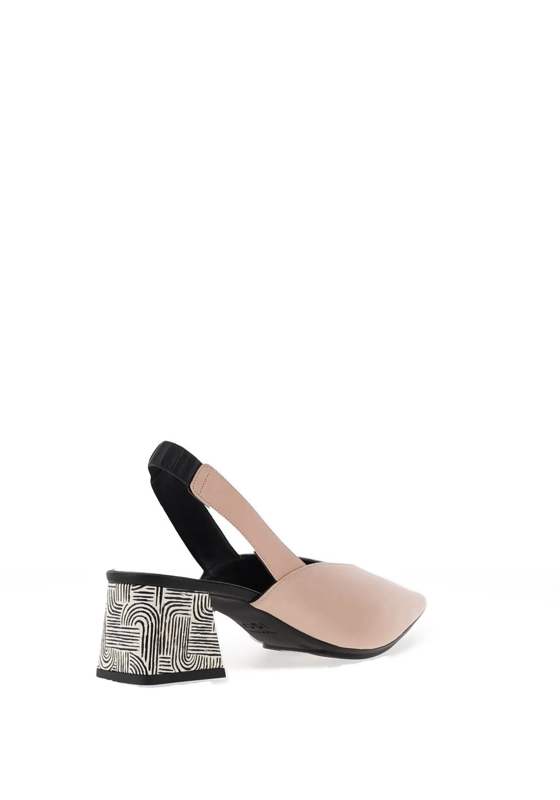 Lodi Chista Leather Sling Back Block Heeled Shoes - Nude