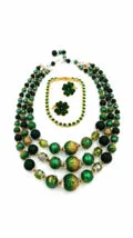 Lucky Shamrock Vintage Jewelry Lot Japan Necklace Avon Earrings and Bracelet