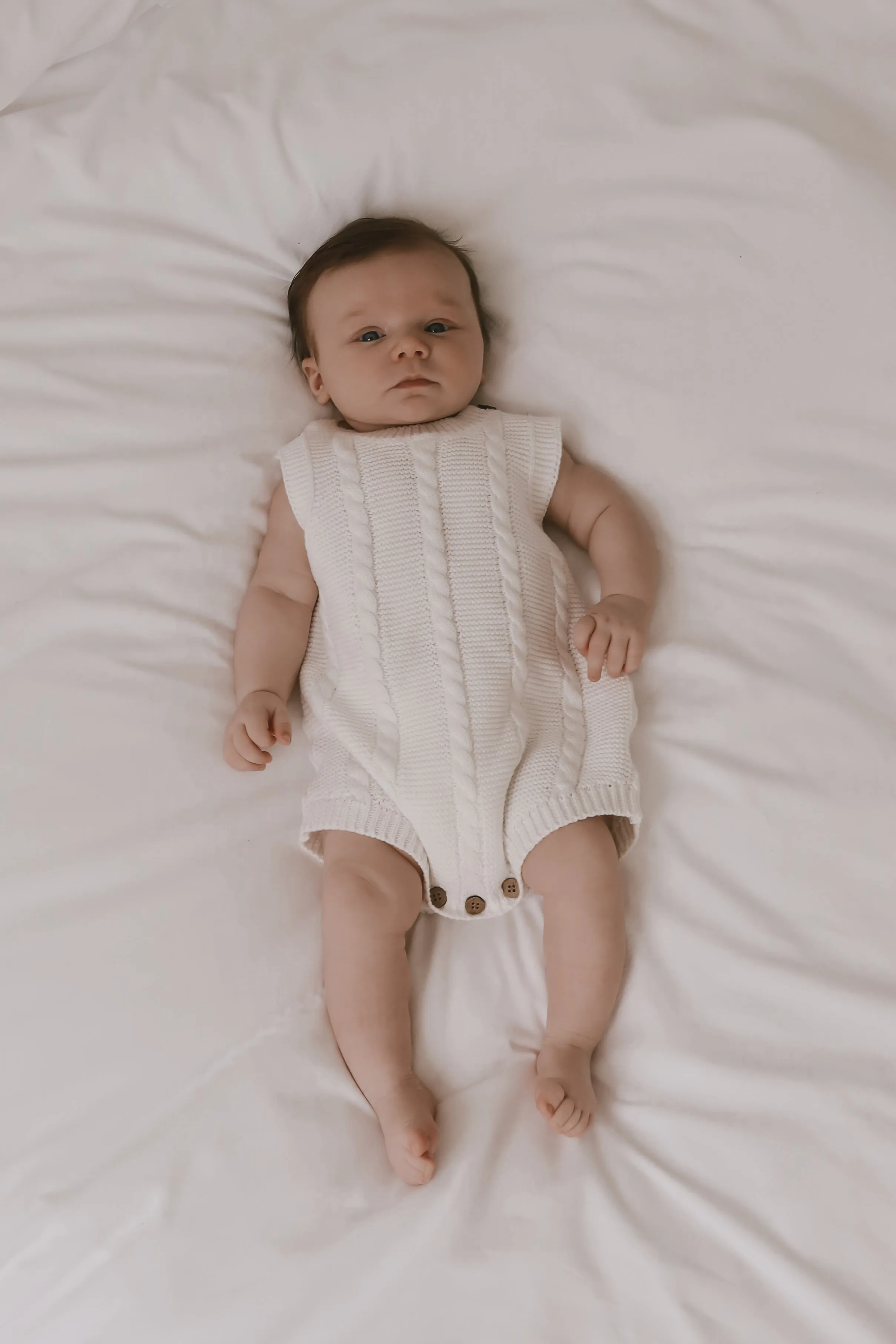 Luna   Luca Cable Knit Summer Romper - White