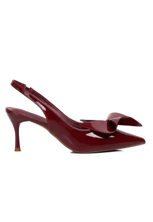 Maeve Patent Slingback Heels With Bow (Maroon)