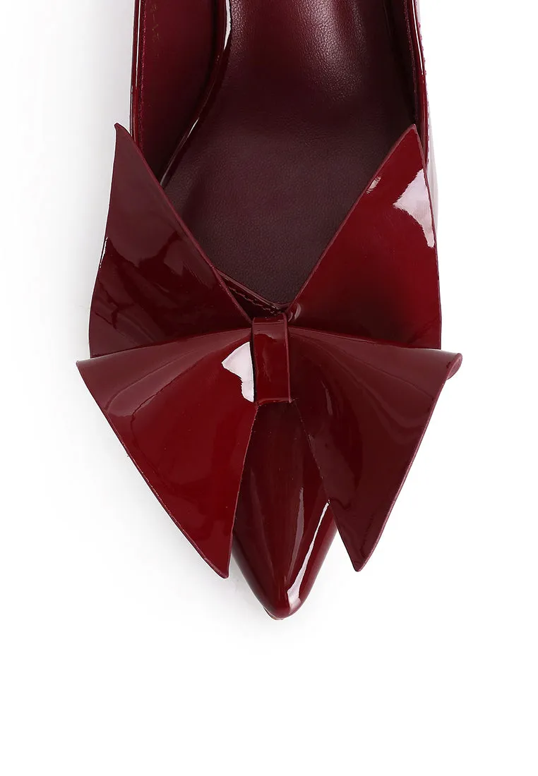 Maeve Patent Slingback Heels With Bow (Maroon)