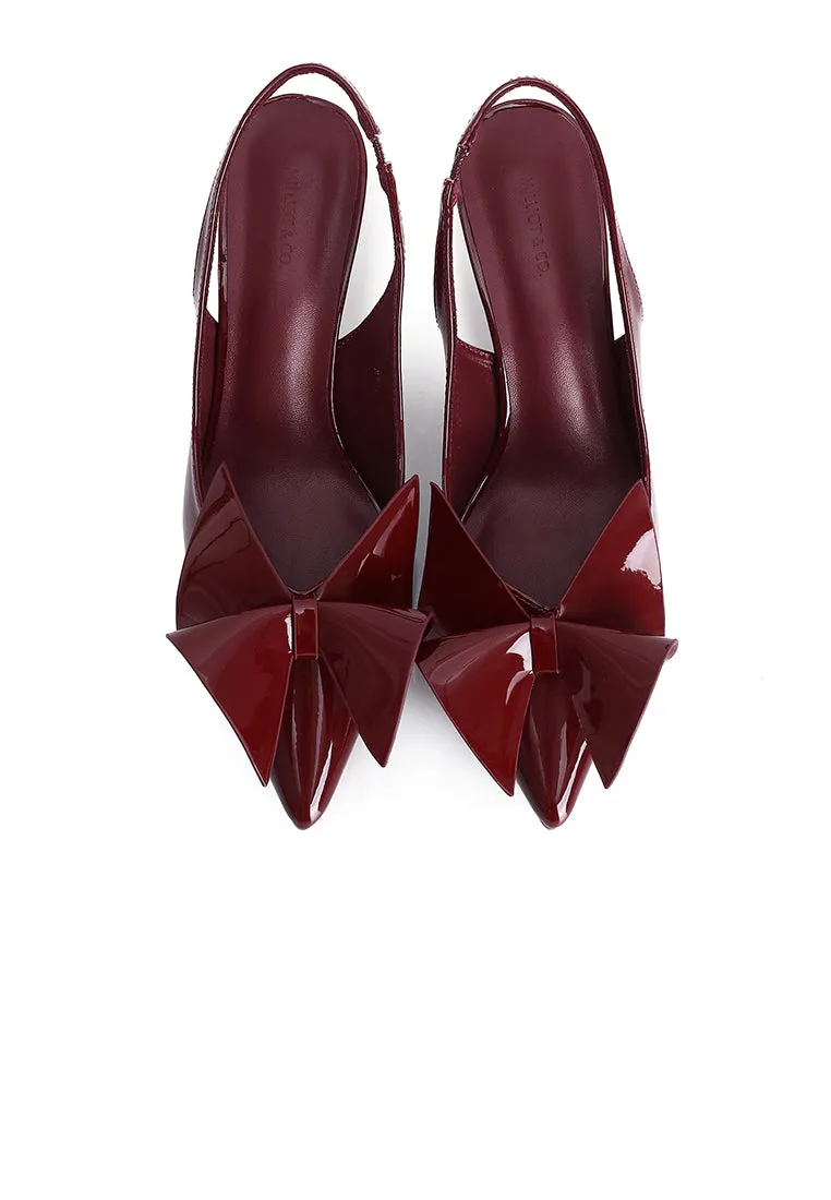 Maeve Patent Slingback Heels With Bow (Maroon)