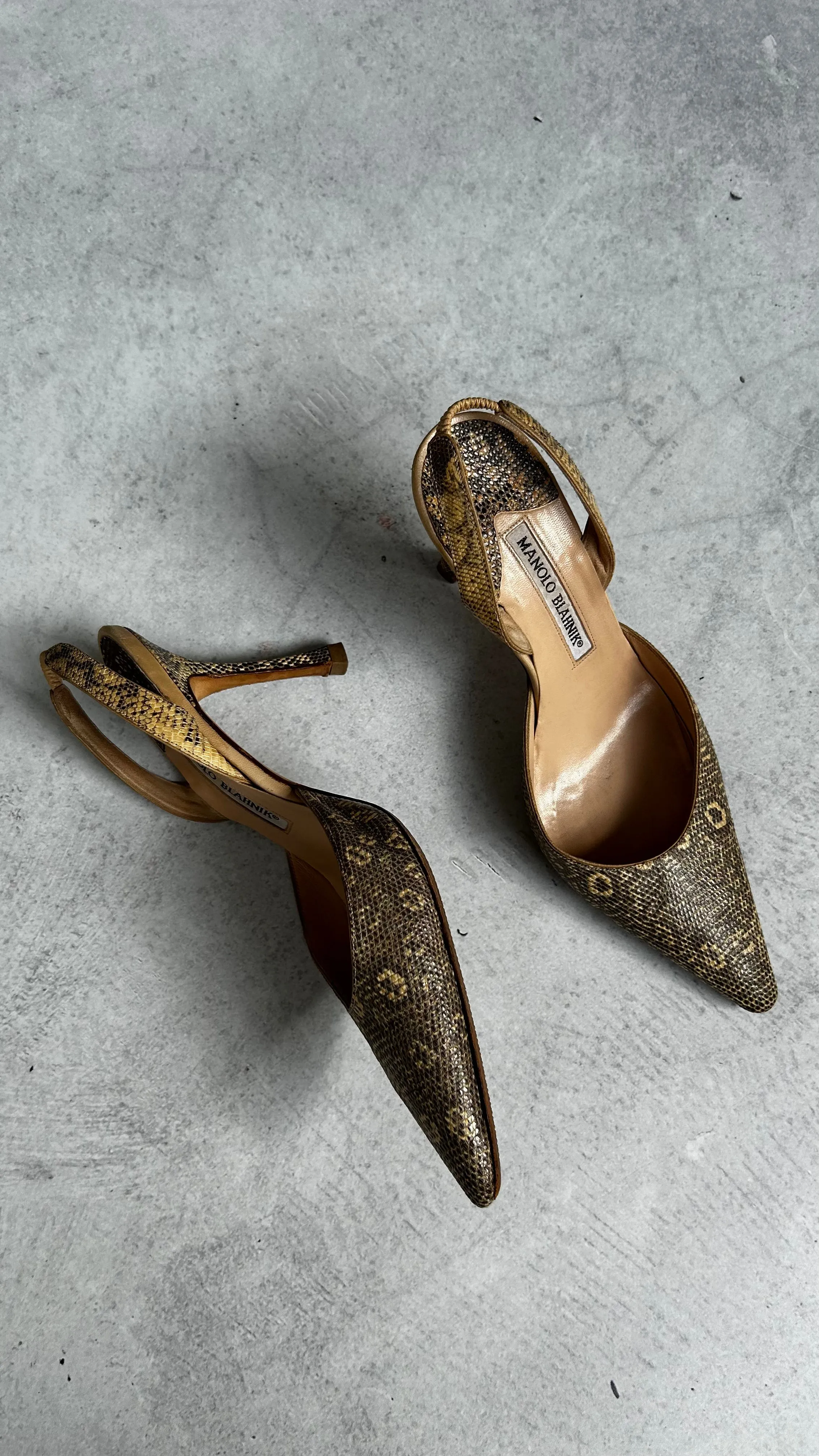 MANOLO BLAHNIK 'Carolyne' Lizard Slingback Heels