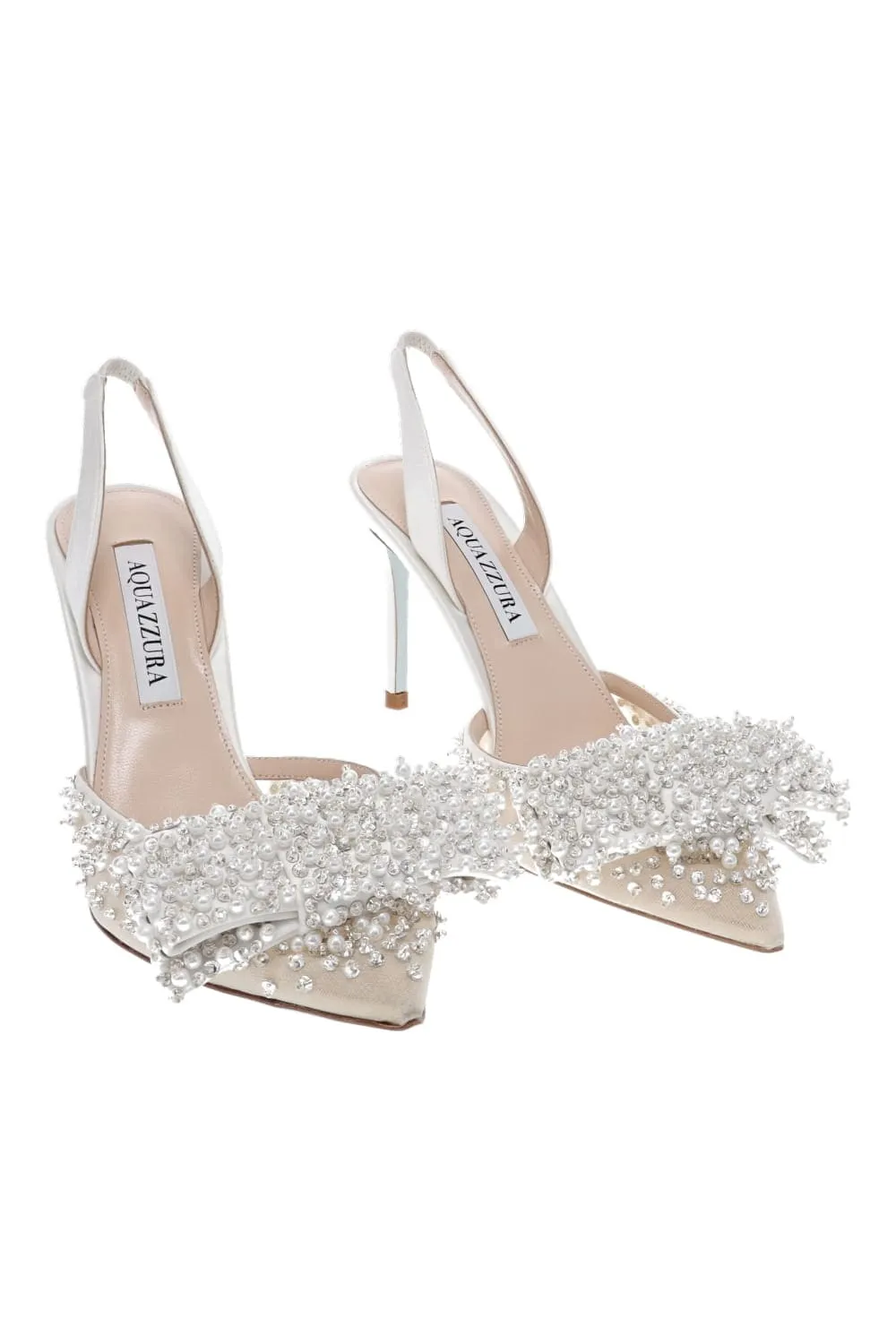 Melodie White Embellished Leather Slingback