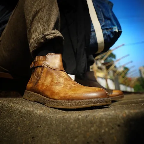 Men's high top leather chelsea boots