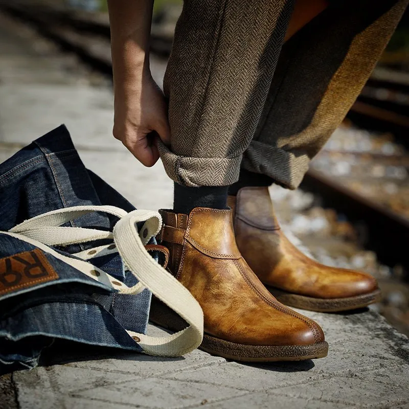 Men's high top leather chelsea boots