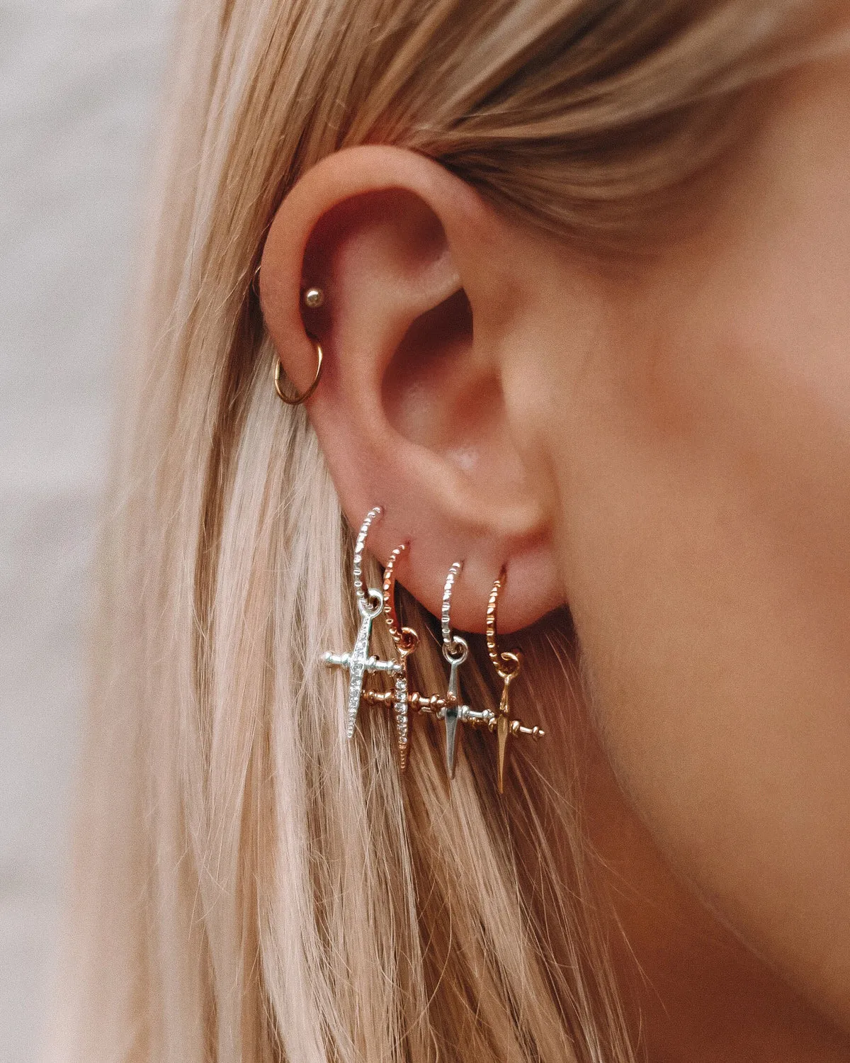 Mini Cross Hoops- Rose Gold