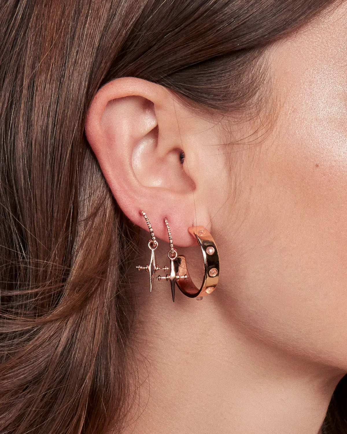 Mini Cross Hoops- Rose Gold