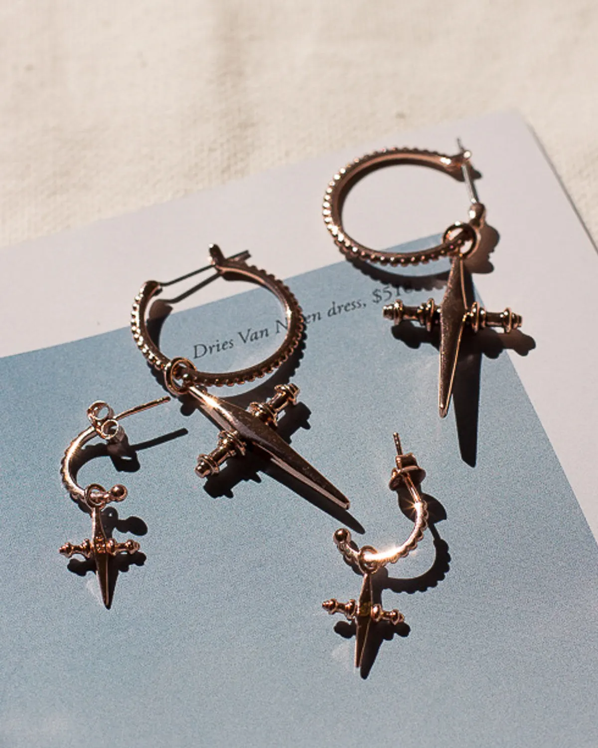 Mini Cross Hoops- Rose Gold