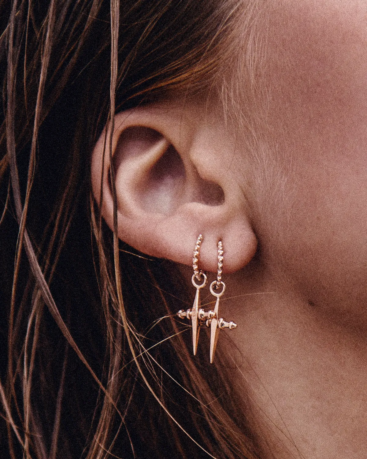 Mini Cross Hoops- Rose Gold