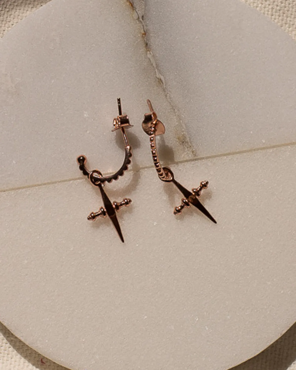 Mini Cross Hoops- Rose Gold