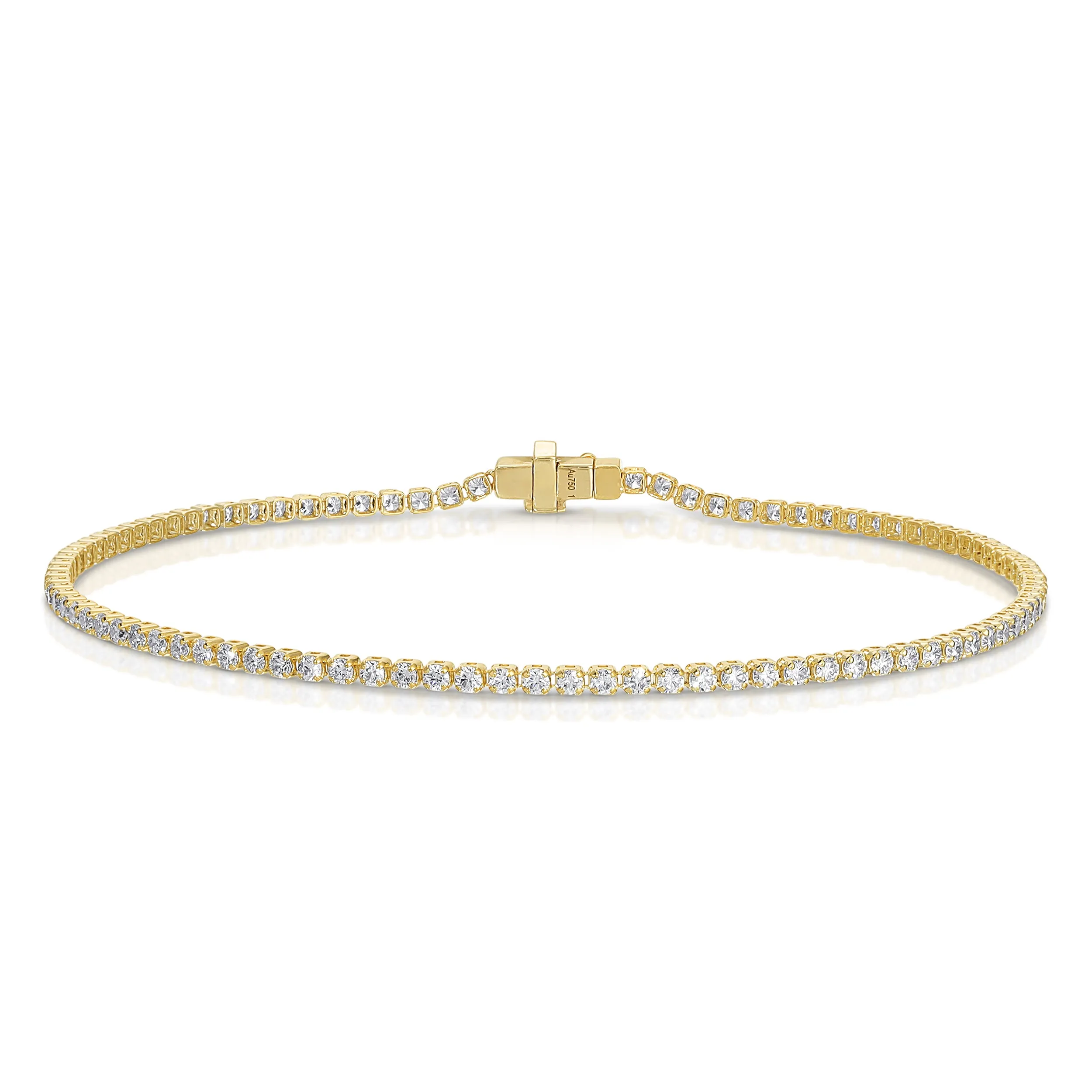 Mini Yellow Gold & Diamond Invisible Tennis Bracelet