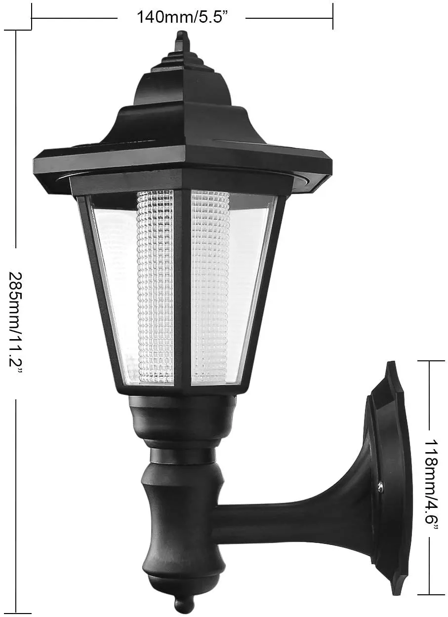 New in box Solar Wall Lantern Wall Lamp, Small Waterproof Wall Light Outdoor Wall Sconce Led Hexagonal Light Fixture for Wall, Garage, Front Porch,Fence, Yard Decoration(Warm White)