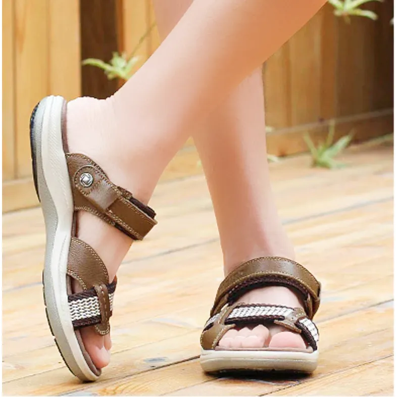 OCW Orthopedic Sandals Women Arch Support Leather Elastic Strap Comfy Summer