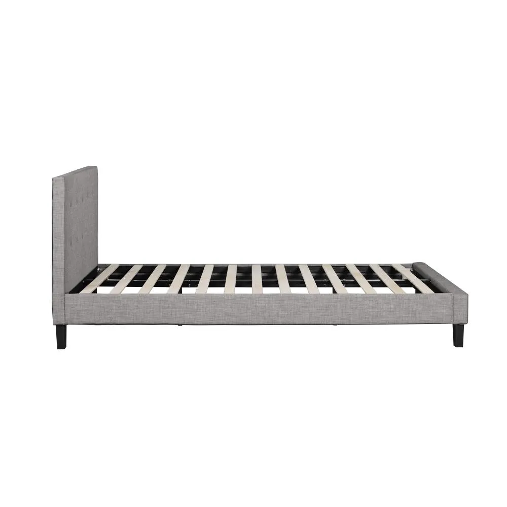 OGGI Bed Frame Bed Platform Wooden Fabric Grey