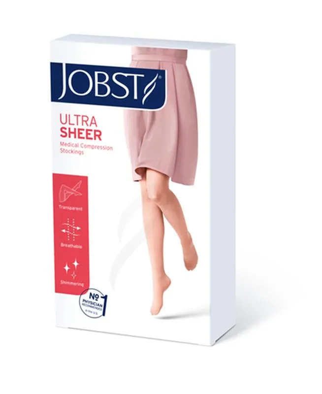 PR/1 JOBST ULTRASHEER WOMEN, KNEE HIGH PETITE, 15-20MMHG, MD, SUNTAN, CLOSED TOE
