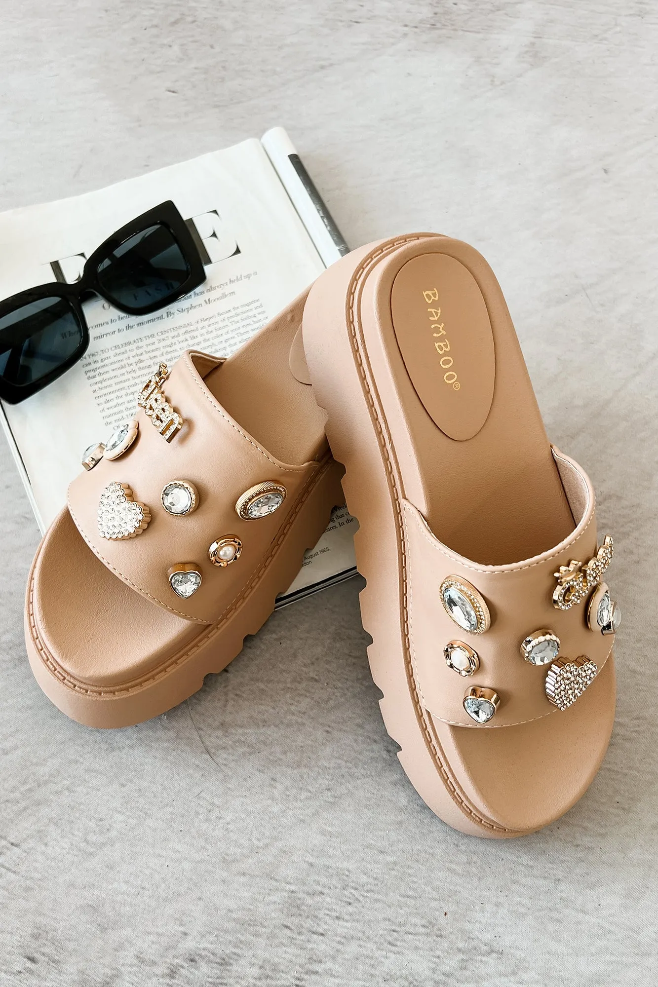 Radiant Bliss Embezzled Platform Sandal (Nude)