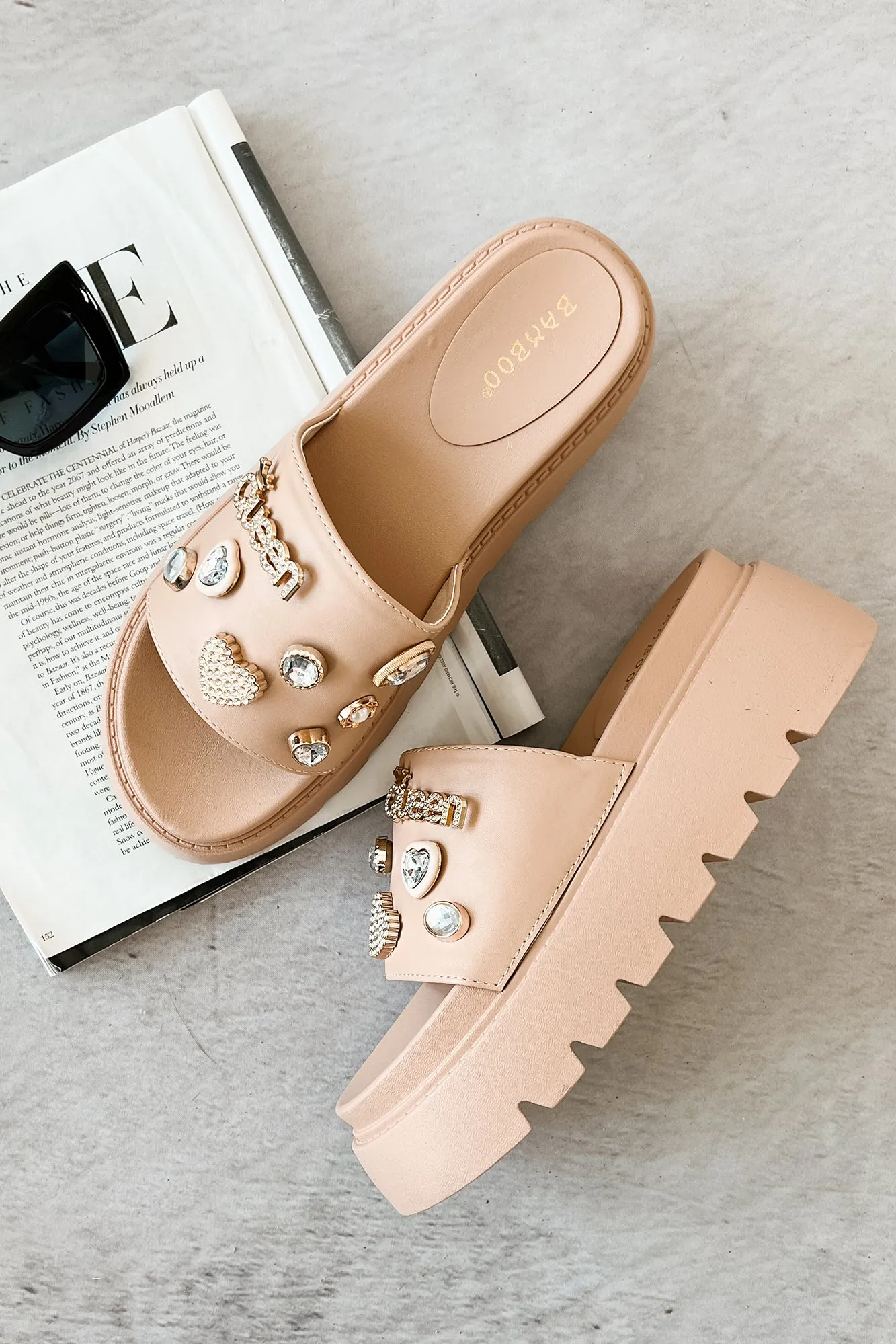 Radiant Bliss Embezzled Platform Sandal (Nude)
