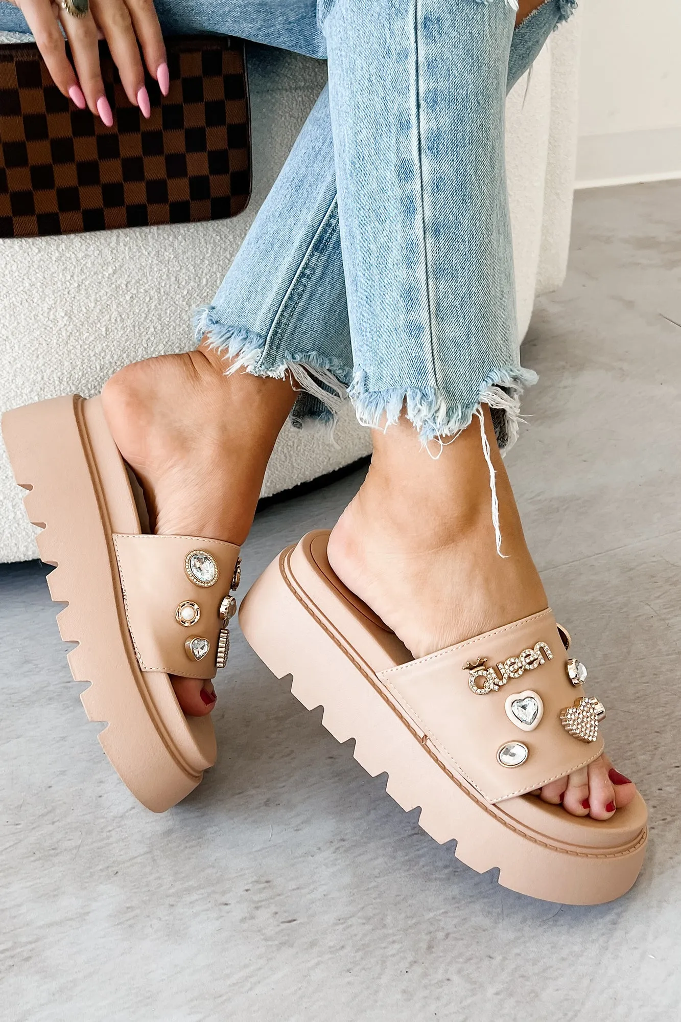 Radiant Bliss Embezzled Platform Sandal (Nude)