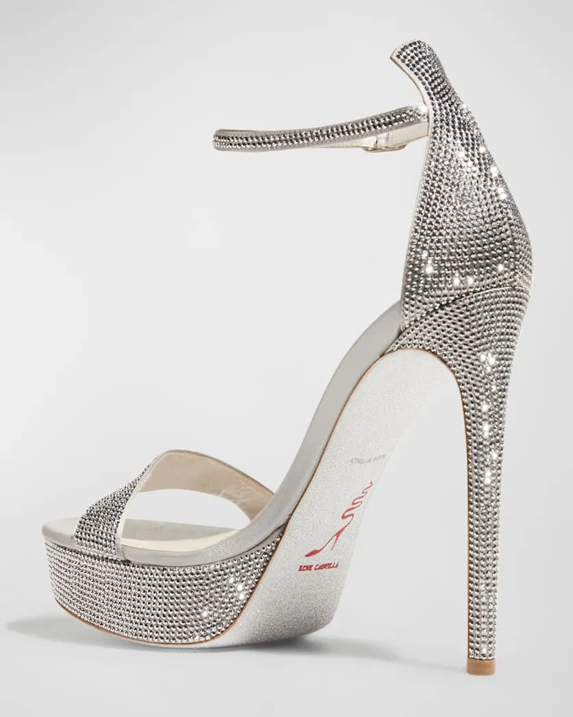 Rene Caovilla Crystal Ankle-Strap Platform Sandals
