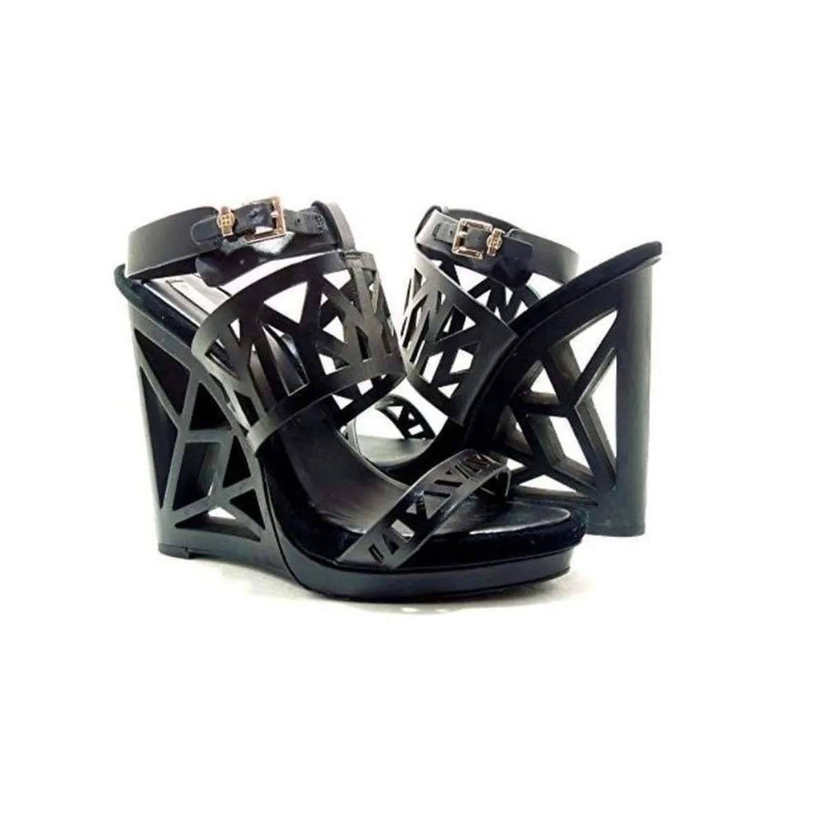 Sato Wedge Platform Black Shoes