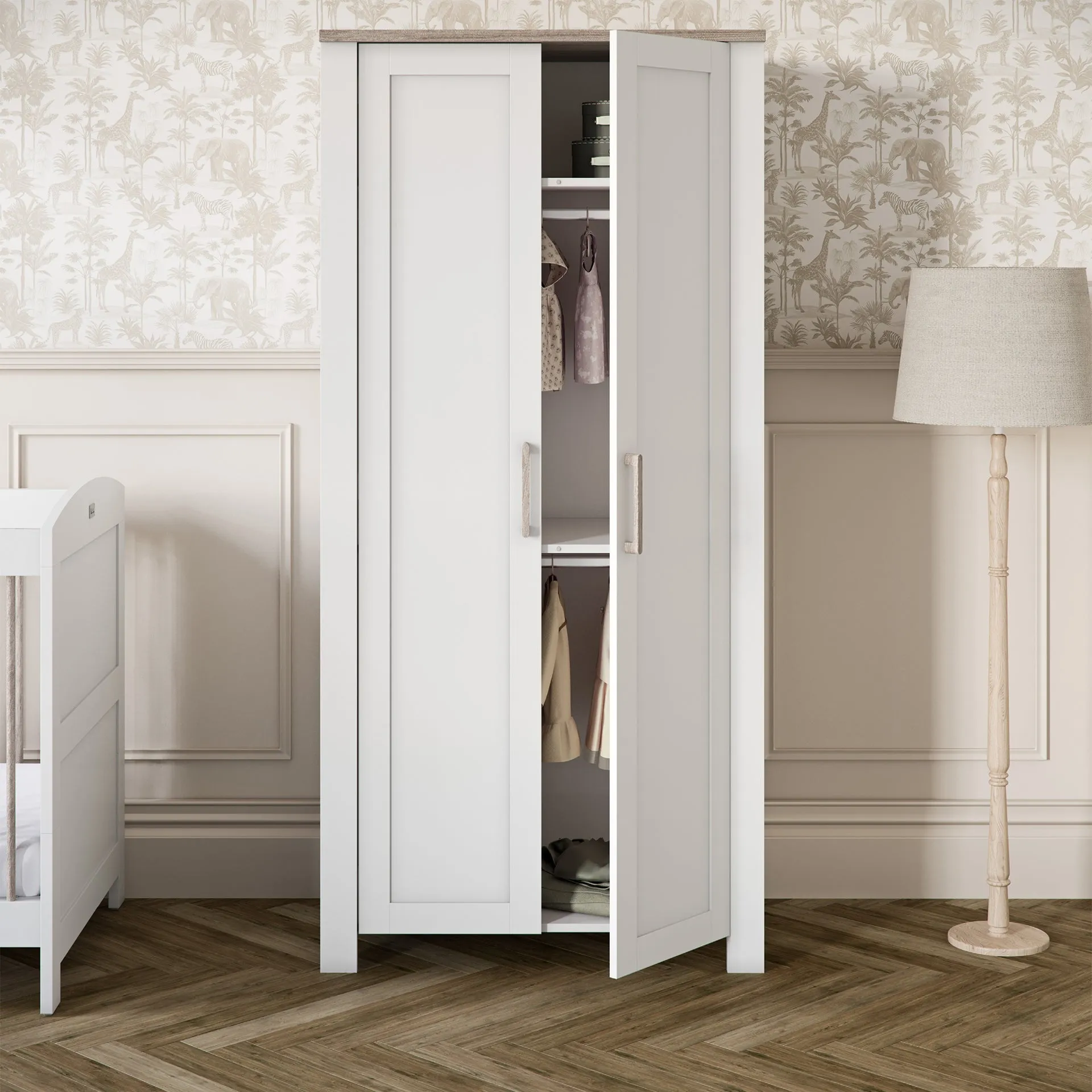 Silver Cross Valencia 4 Piece Nursery Furniture Set with Cot Bed, Dresser, Wardrobe and TrueFit Eco Fibre Mattress