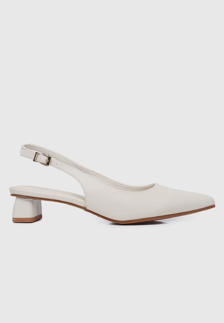 Sirena Slingback Heels (White)