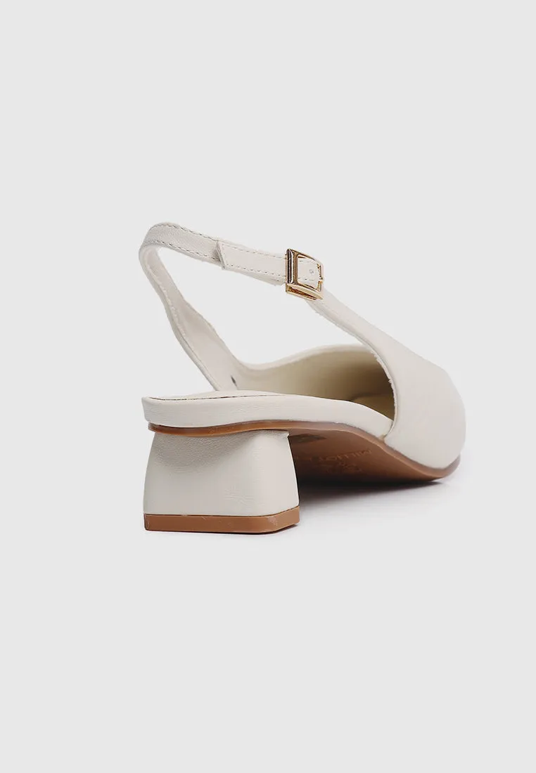 Sirena Slingback Heels (White)