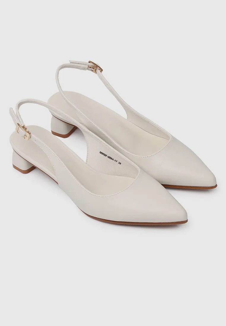 Sirena Slingback Heels (White)