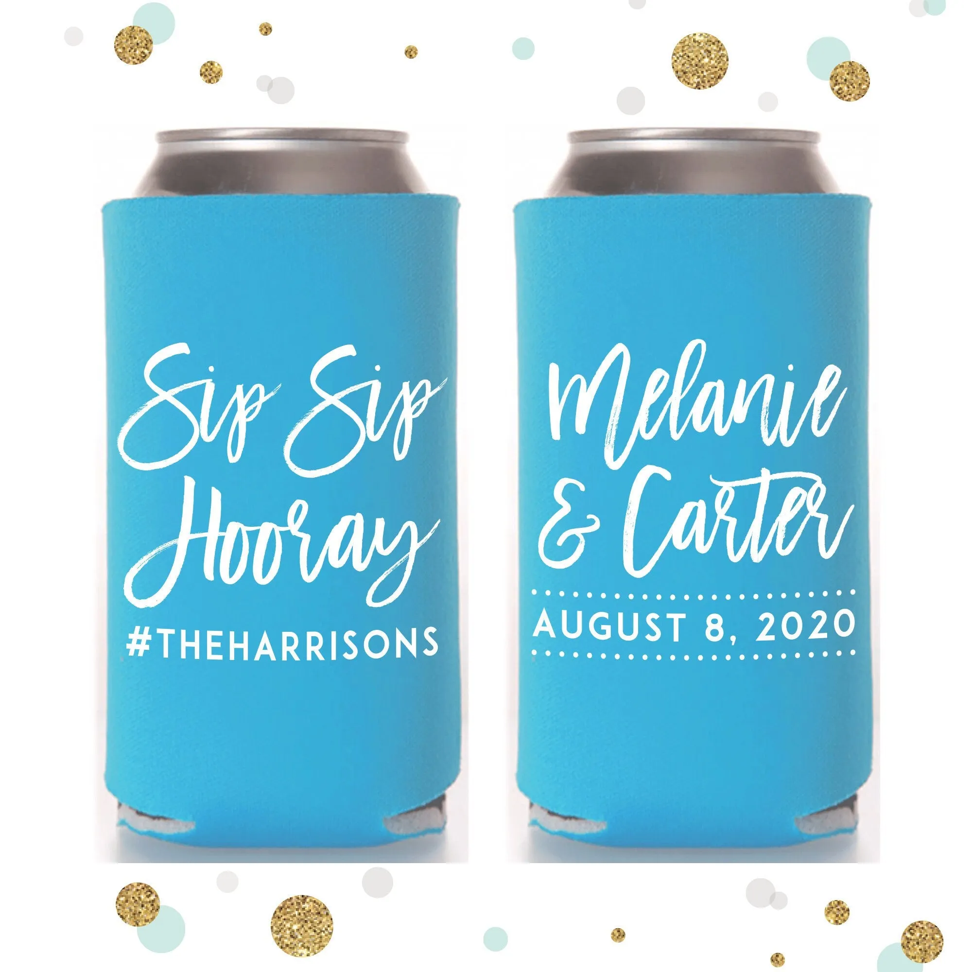 Slim 12oz Wedding Can Cooler #98S - Sip Sip Hooray