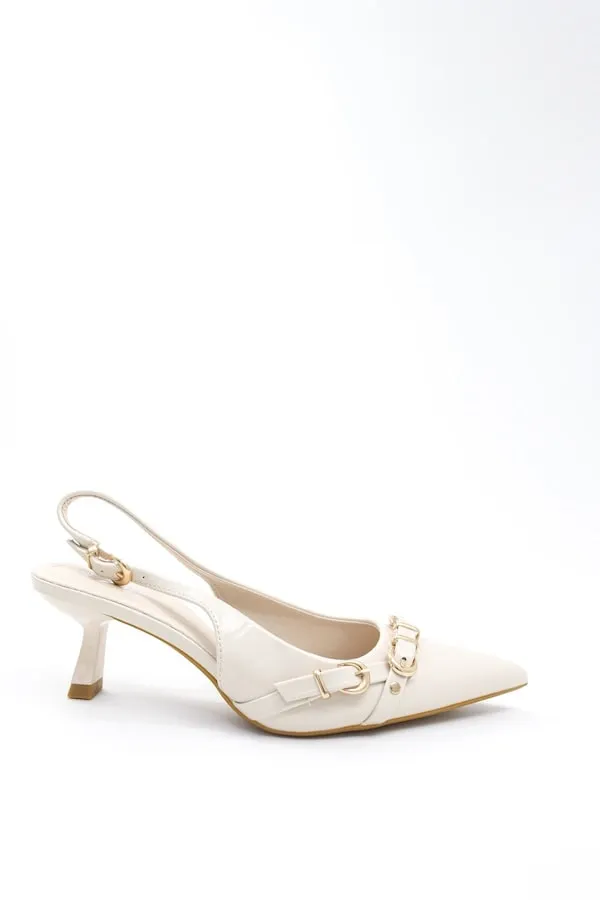 Women's Slingback Pointed Toe Beige Heels