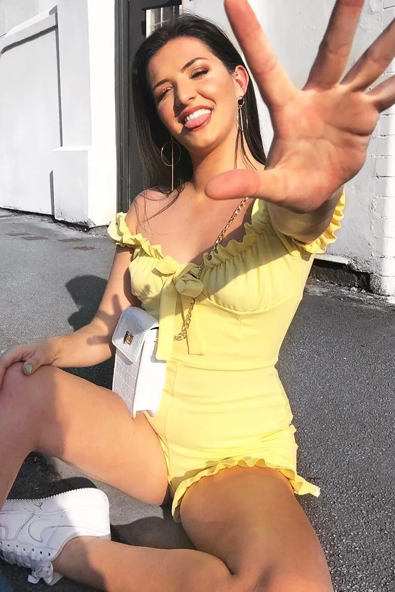 Yellow Milkmaid Frill Detail Playsuit - Frona